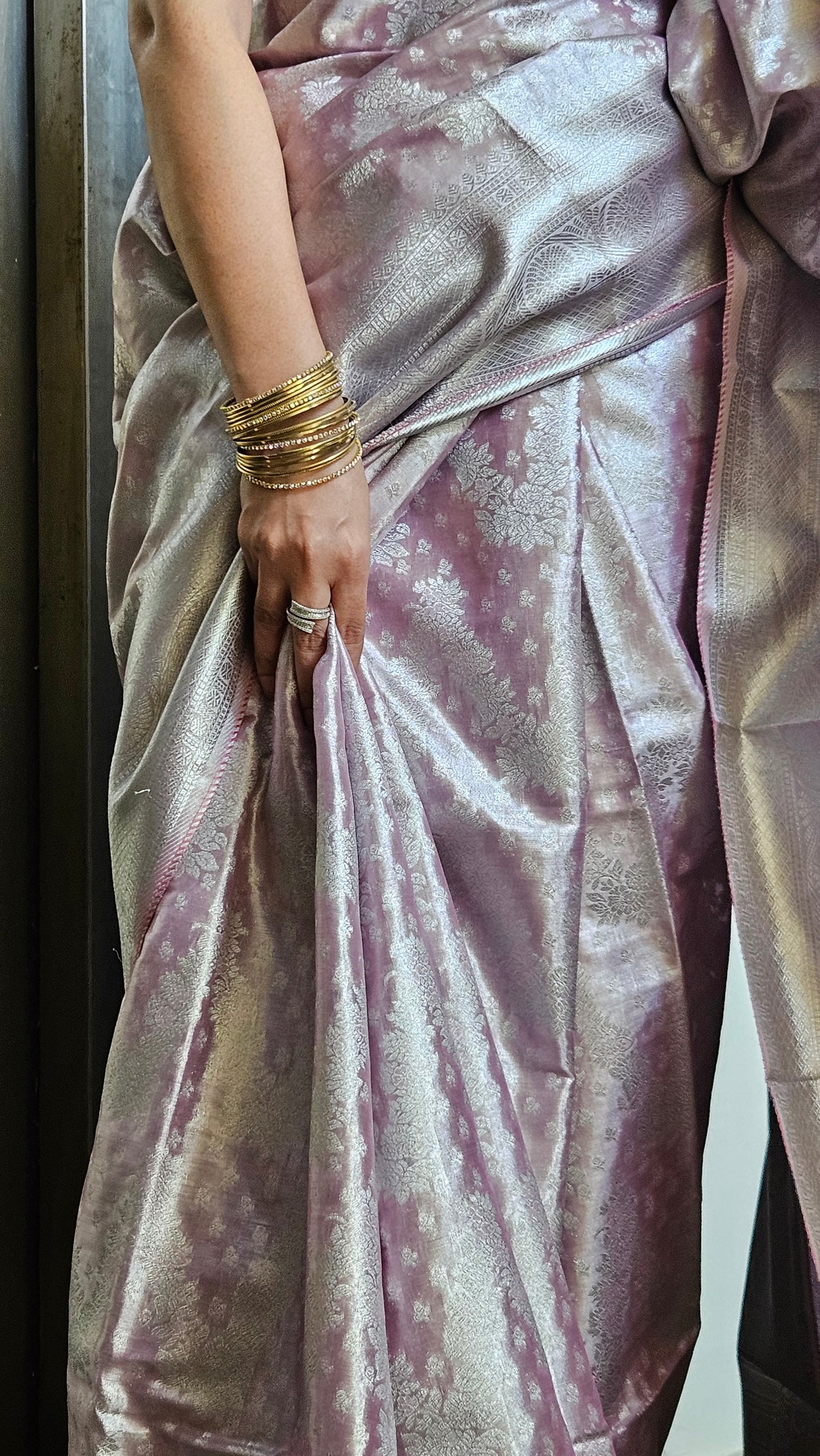 Blush Ivory Floral Jacquard Sari