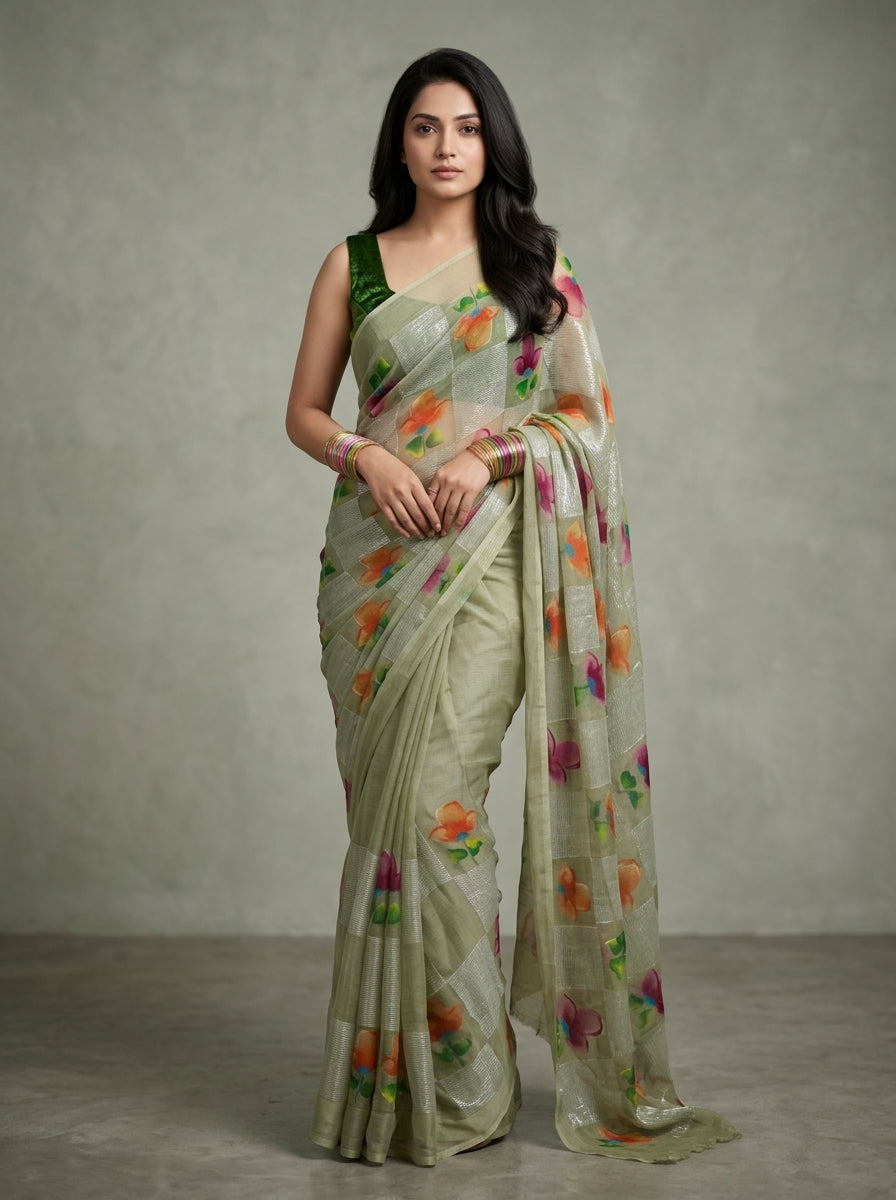 Gulrang Sheer Bloom Saree
