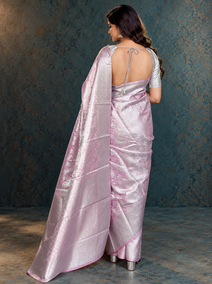 Blush Ivory Floral Jacquard Sari