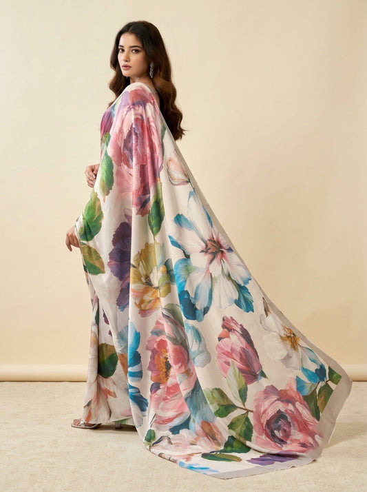 Blush Garden Satin Saree