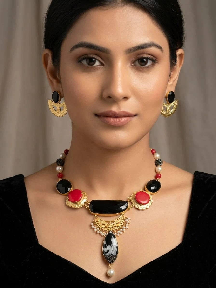 Neelam Noor Noir Elegance Statement Necklace