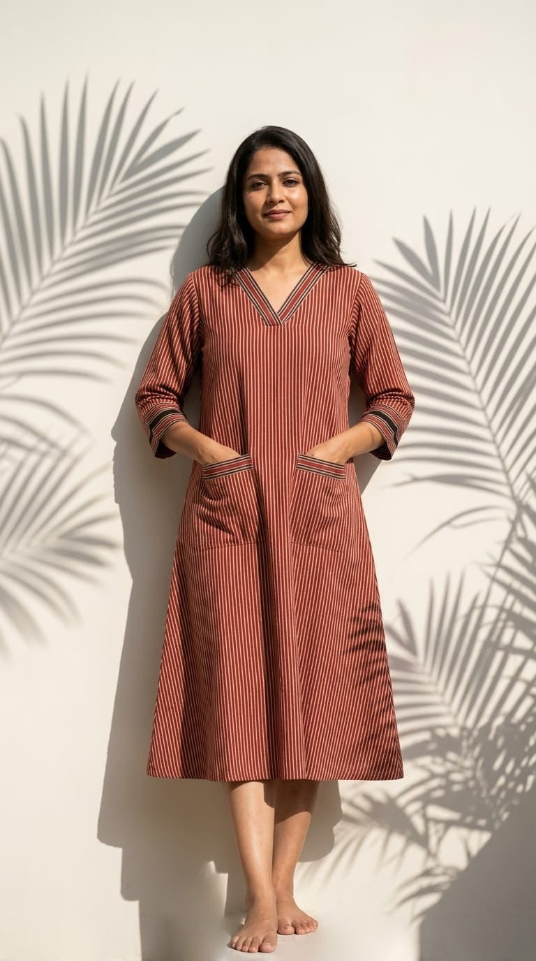 Everyday Ease Cotton Dress – Earth Tones Collection