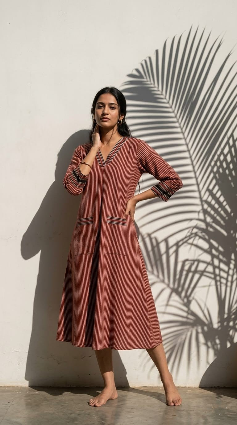 Everyday Ease Cotton Dress – Earth Tones Collection