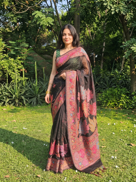 Noir Botanica Weave Saree
