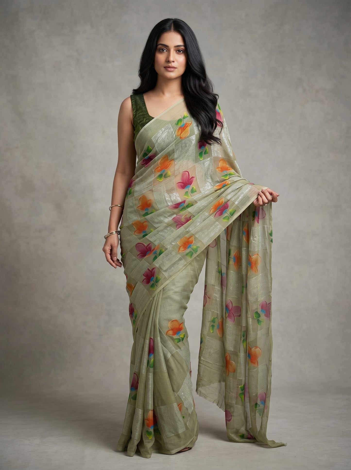 Gulrang Sheer Bloom Saree