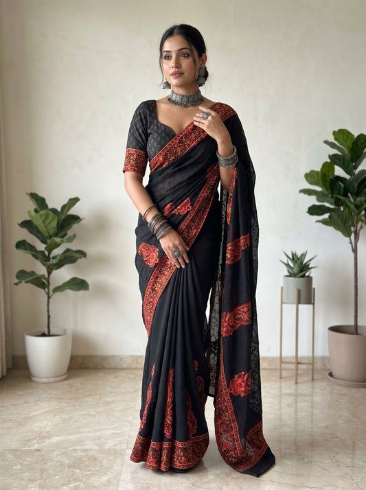 Noir Kashmiri Heritage Saree