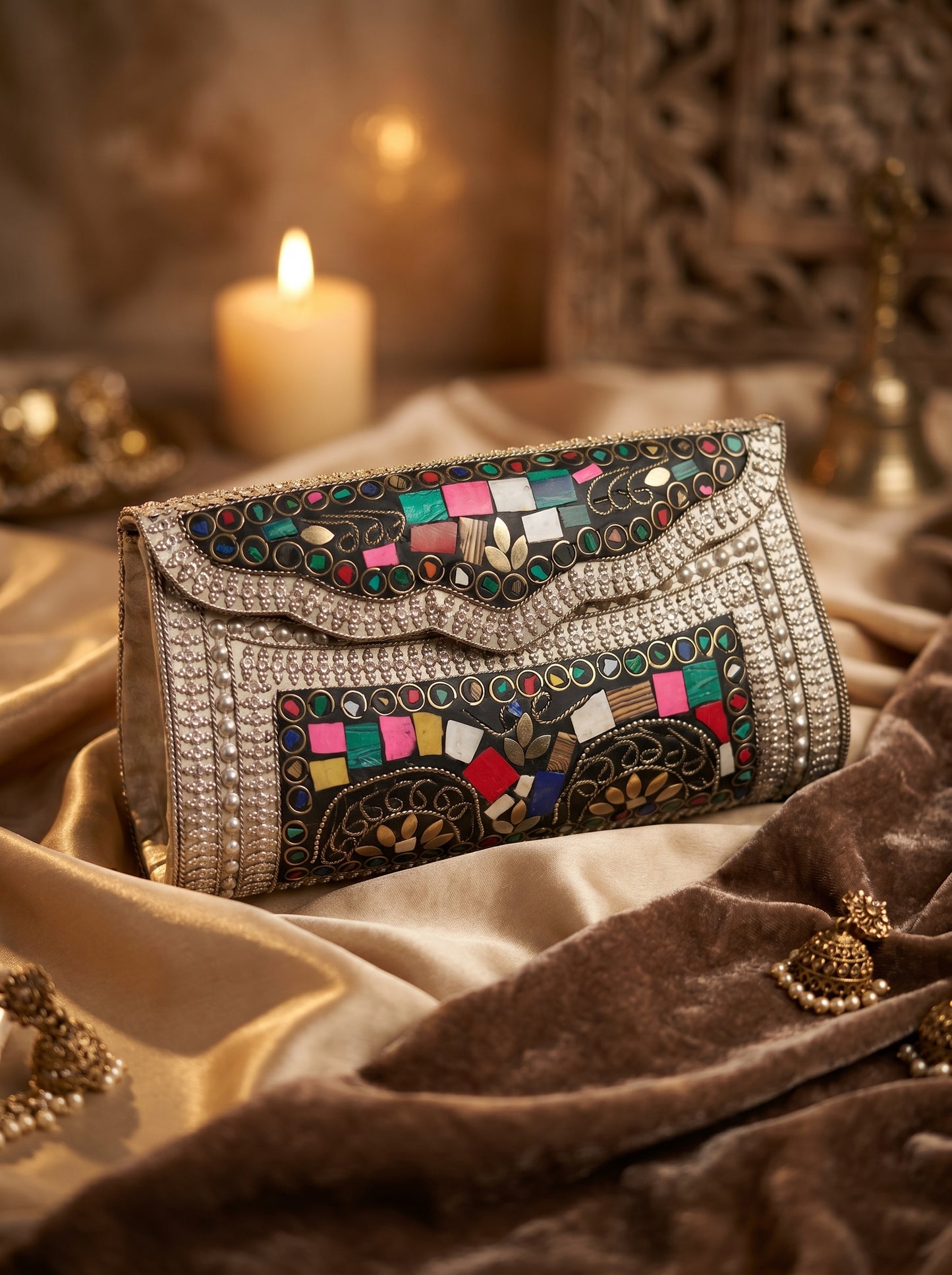 Mosaic Royale Stone Clutch