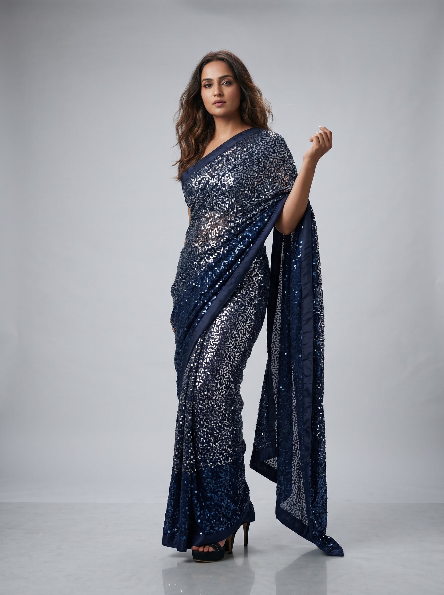 Midnight Sparkle Saree