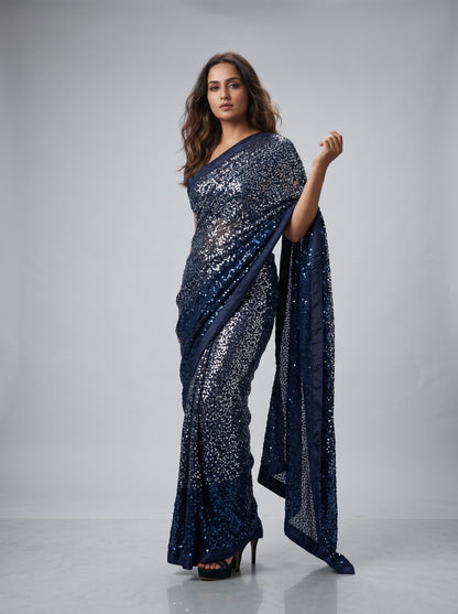 Midnight Sparkle Saree