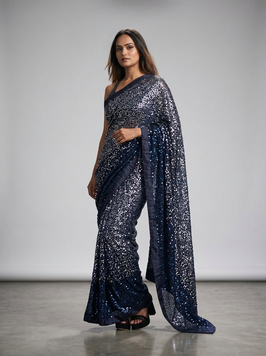 Midnight Sparkle Saree