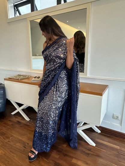 Midnight Sparkle Saree