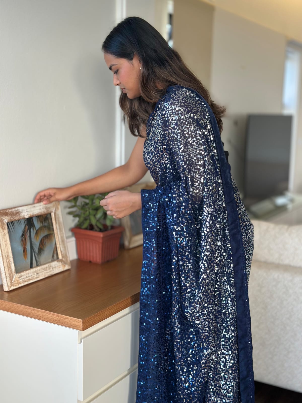 Midnight Sparkle Saree
